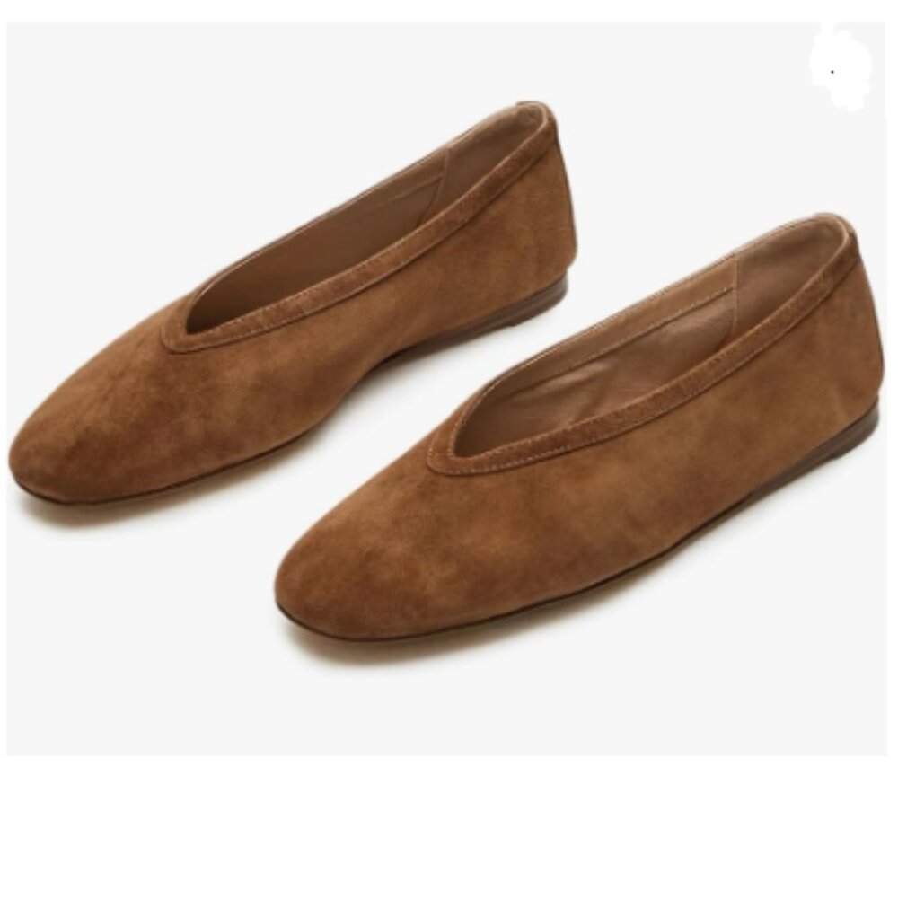 Tang'scuisins Brown Women Round Toe Slip on Dressy Ballet Casual Daily Wear Shoe